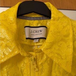 J. Crew Collection Vibrant Yellow Lace Bomber Jacket
